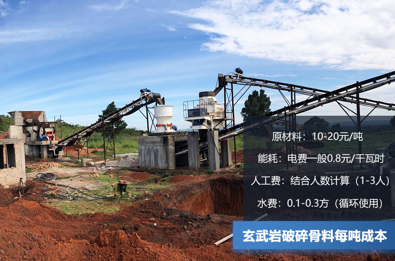 玄武巖破碎骨料每噸成本多少錢？玄武巖破碎設(shè)備有哪些？